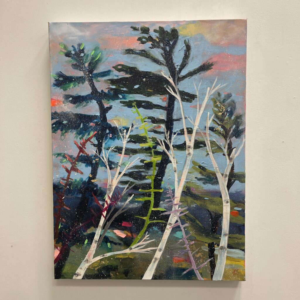 Spring Snow Waving Pine Tree by Rebecca Klementovich