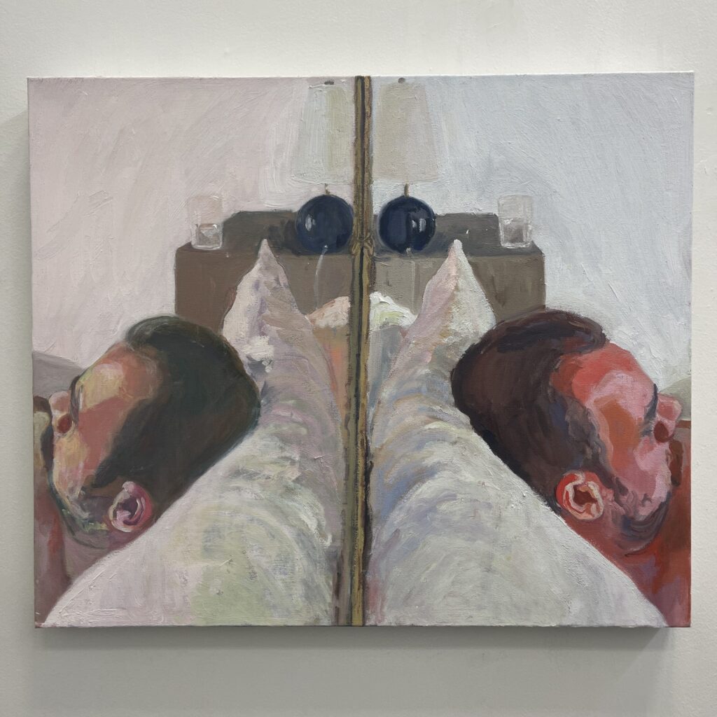 Mirror With Linen Pillow by Lauren Karjala
