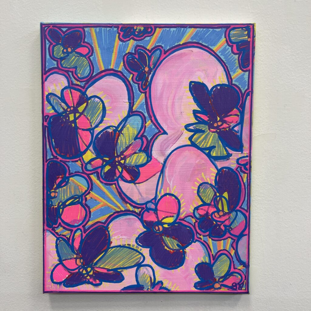 Purple Flowers Escaping Clouds by George Vossler