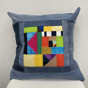 Happy Scrappy Pillow by Daniela Wenzel