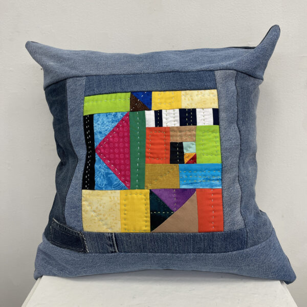 Happy Scrappy Pillow by Daniela Wenzel
