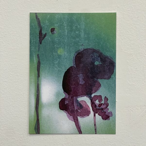 Inked Flower, Green Print by Rebecca Desrochers